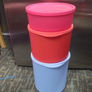 Tupperware Set of Three Colorful Storage Containers